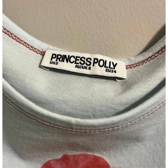 Princess Polly Hibiscus Baby Tee in Blue Women's sz. 2 - Picture 4 of 7